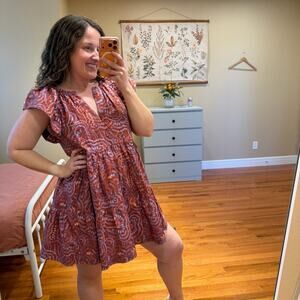 Tuckernuck Marie Oliver Red Blue Cotton Mini Dress Small